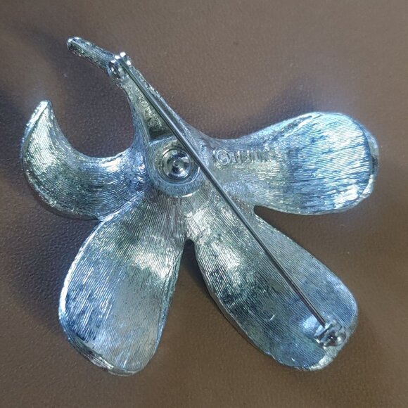 Vintage Emmons Silver Tone Floral Brooch Pin Mid Century Stamped - Picture 3 of 8